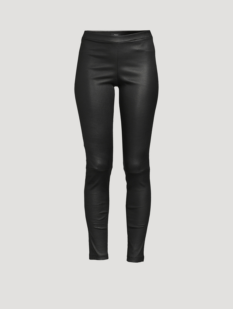 New Look split front leather look legging in black - ShopStyle