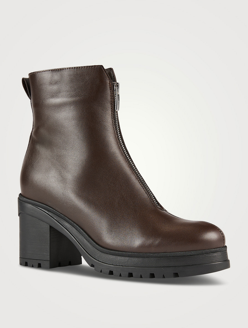 Penn Zip Front Leather Ankle Boots