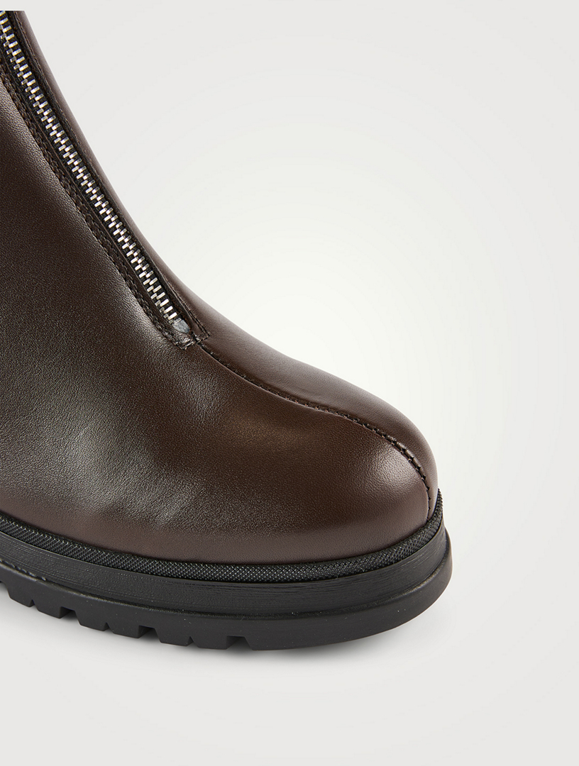 LA CANADIENNE Penn Zip-Front Leather Ankle Boots | Holt Renfrew