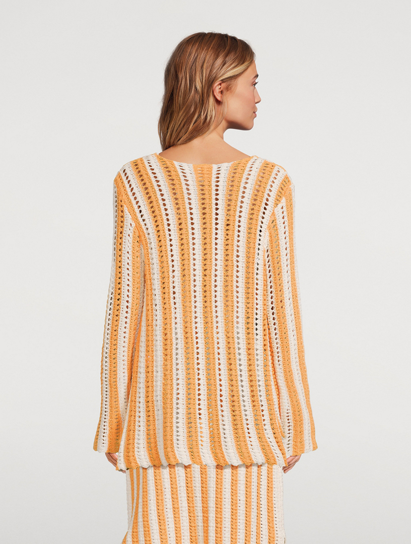 Knit Tie-Front Top Golden Stripe