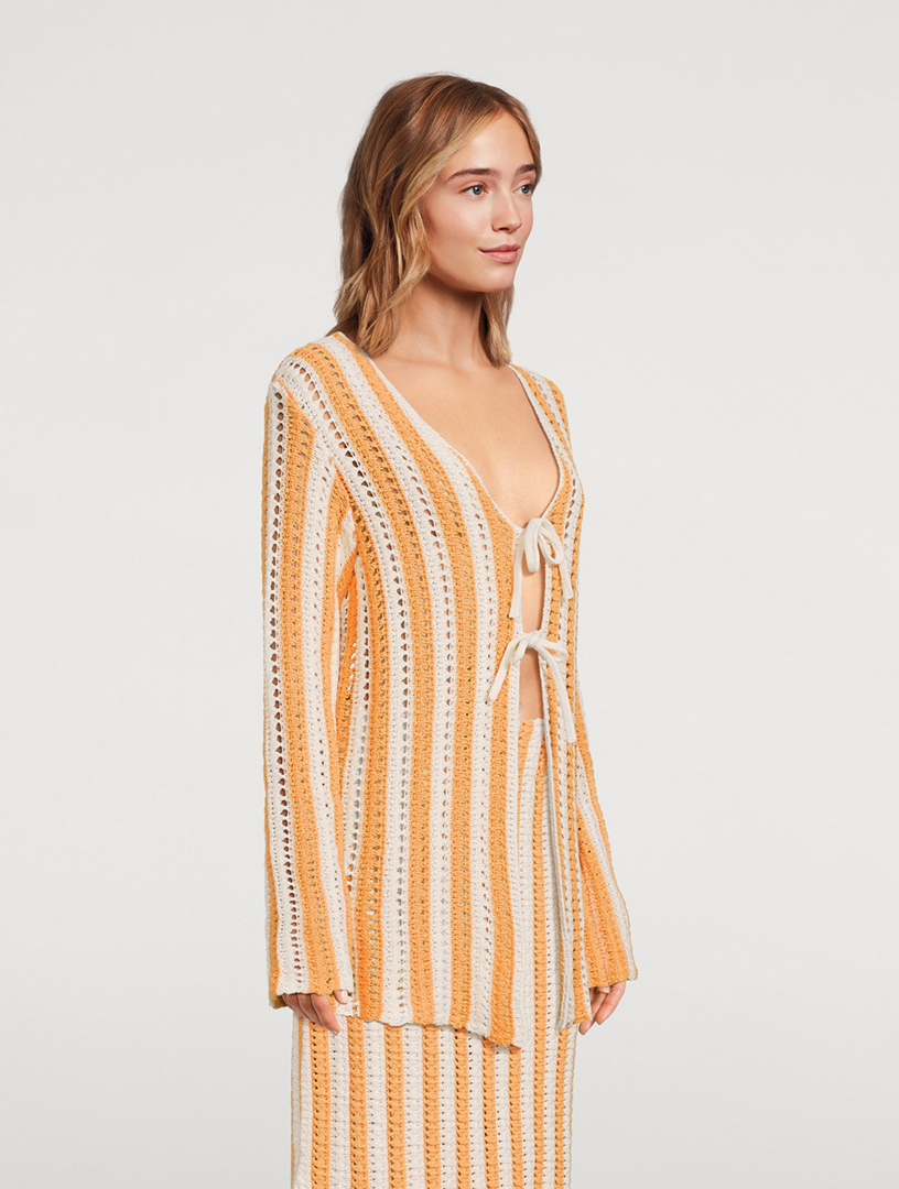 ZULU & ZEPHYR Knit Tie-Front Top In Golden Stripe | Holt Renfrew