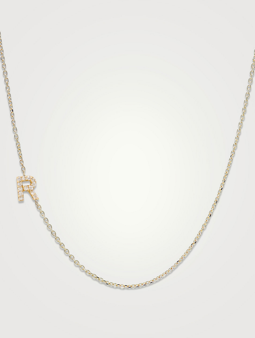 Pave diamond sale initial necklace