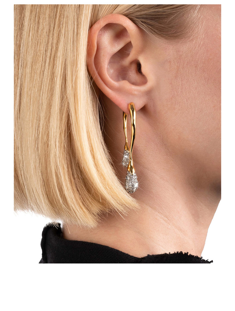 Alexis Bittar Lucite Front Back Double Drop Earrings - Gold/Clear