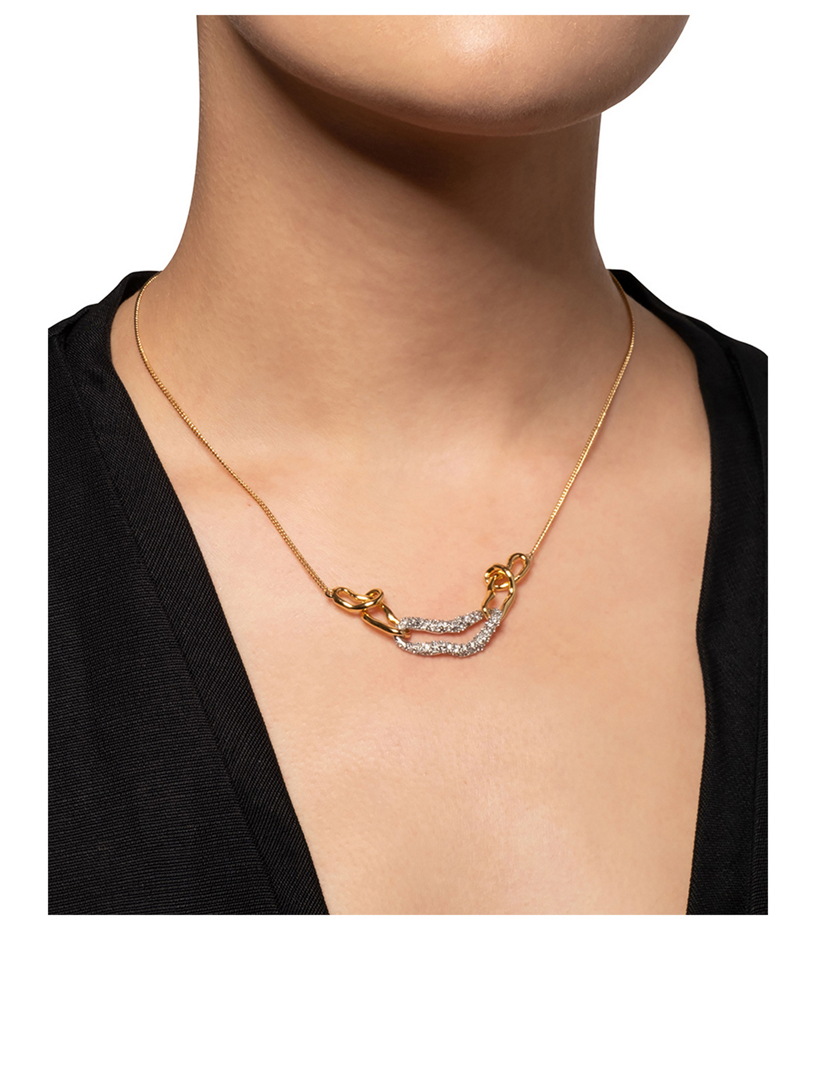 Small Solanales Link Necklace With Crystals