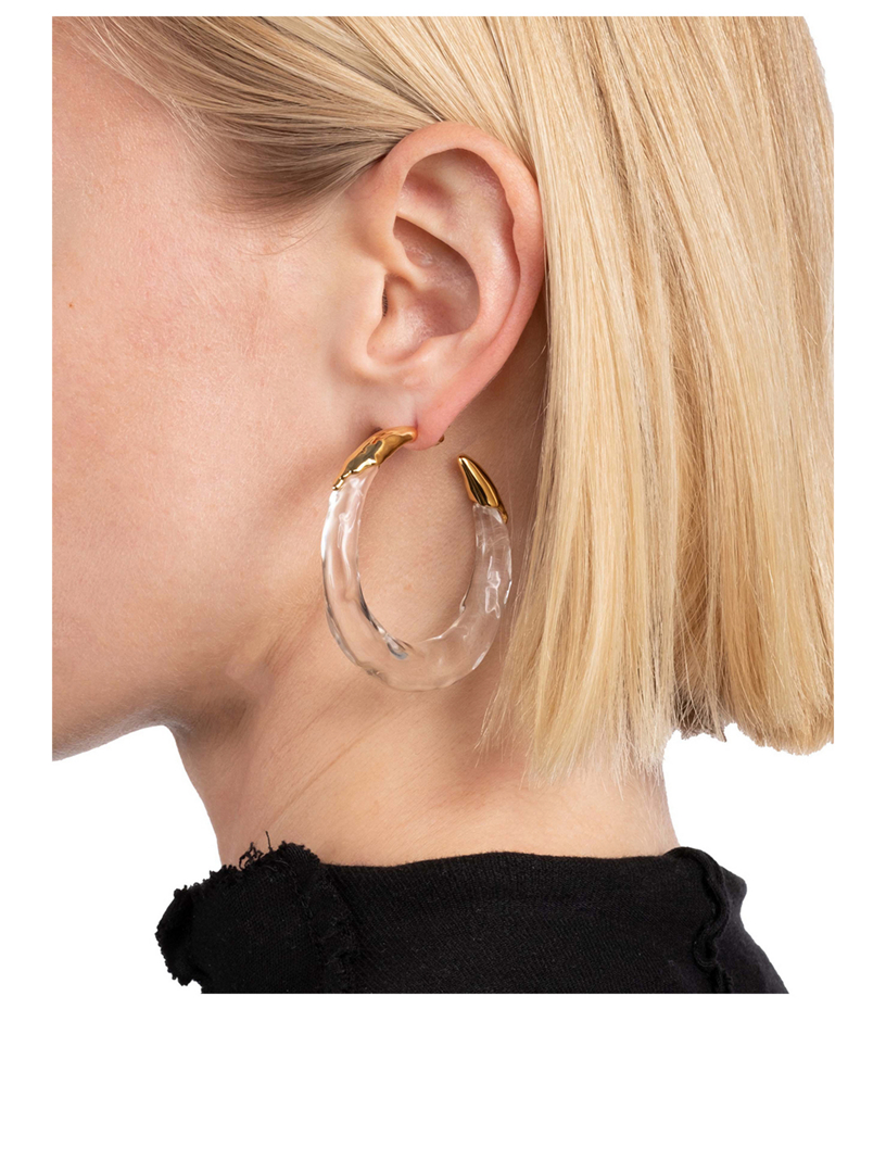 Lucite Molten Curb Link Post Earring - Clear