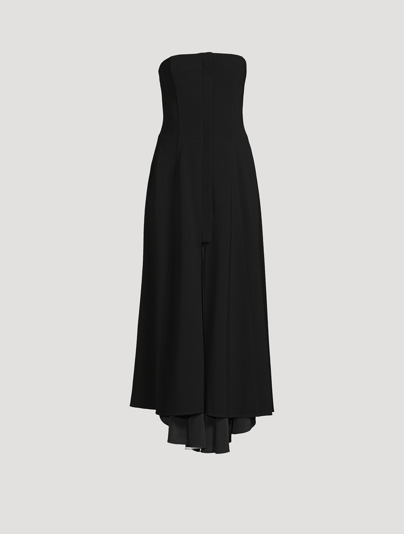 Totême Strapless Cotton-blend Midi Dress in Black