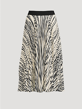 Korine Pleated Midi Skirt In Stripe Print