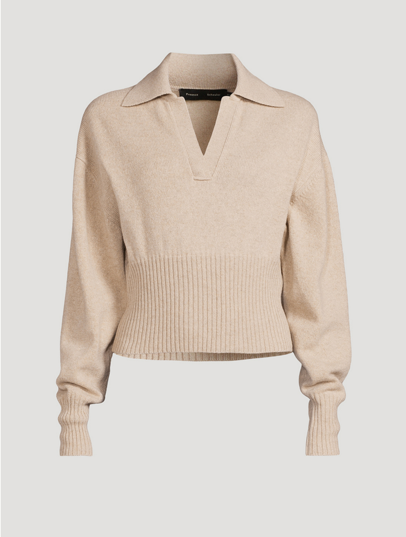 Shaker Stitch V-Neck Sweater - Light White Sand - Kiki