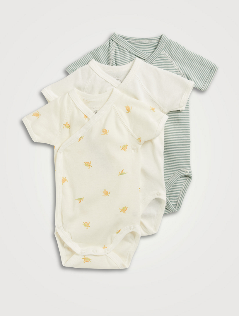 Pack of Three Short-Sleeve Wrapover Bodysuits