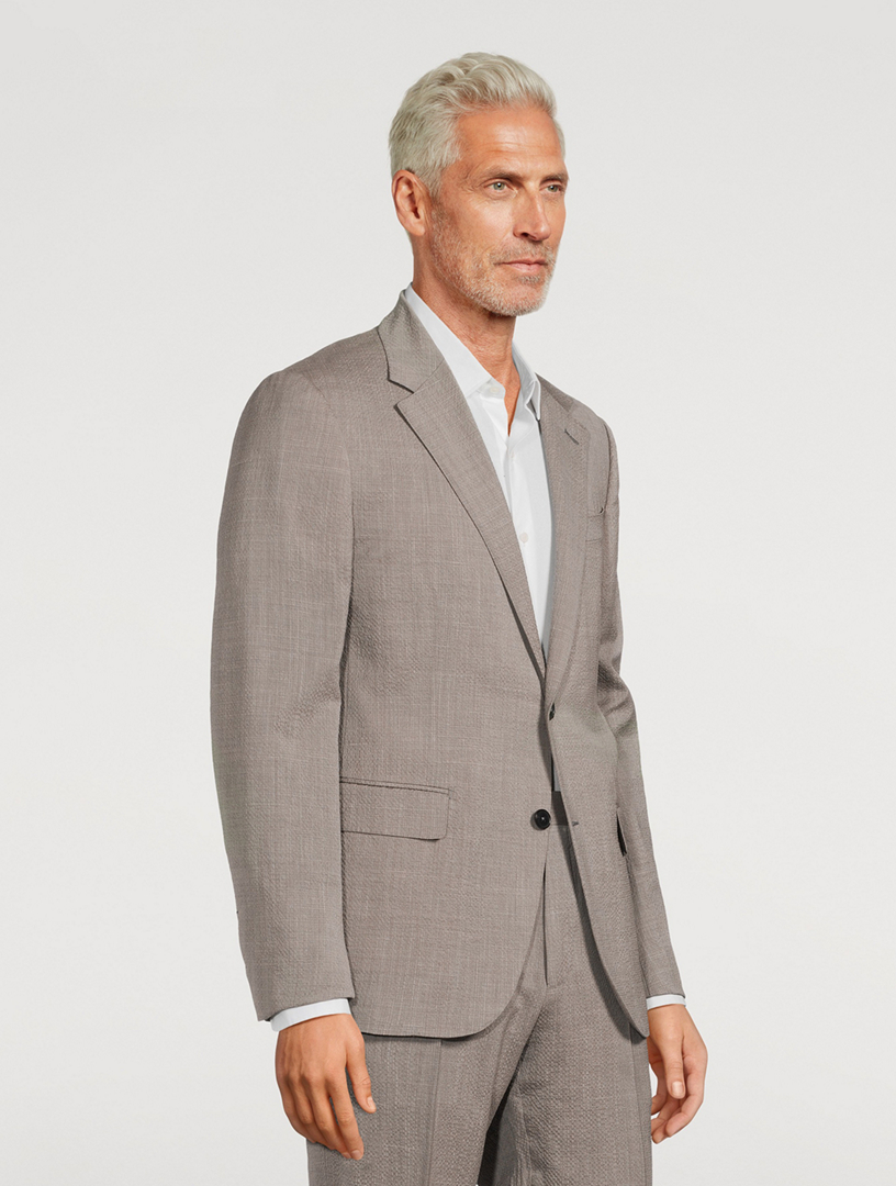 Wool Silk And Linen Seersucker Two-Piece Suit