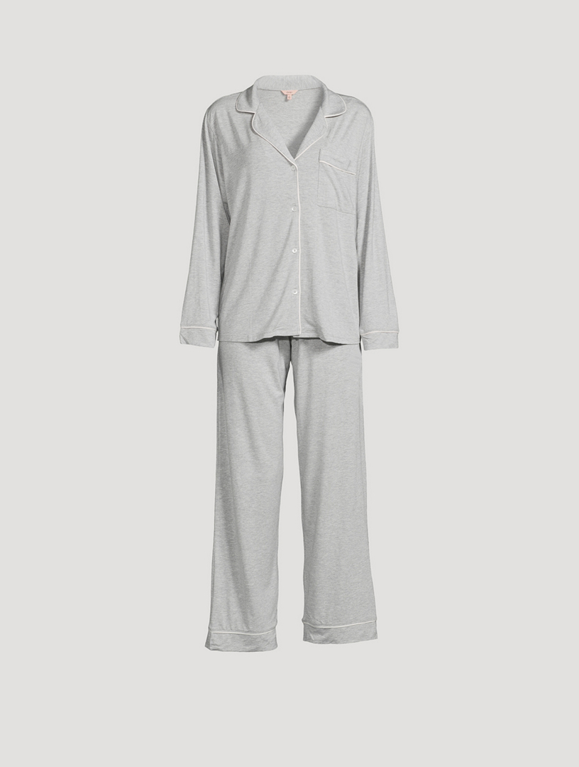 Gisele TENCEL™ Modal Long PJ Set - Heather Grey/Sorbet Pink