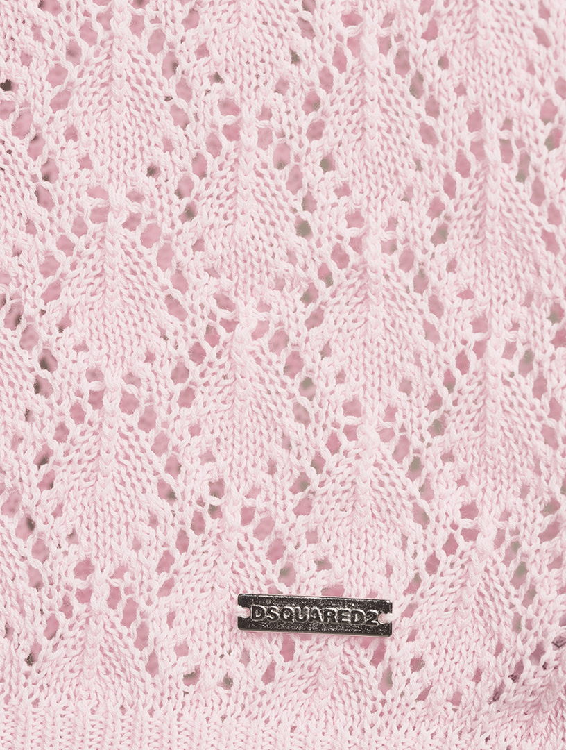 Knitted Openwork Cotton Polo Shirt