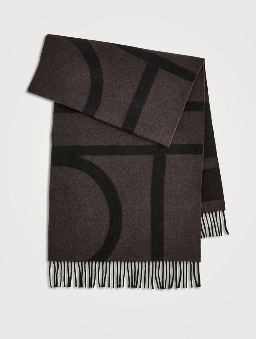 TOTEME - monogram-jacquard Wool Scarf - Womens - Brown Multi