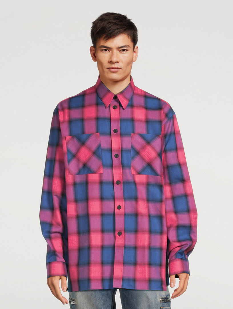 Cotton Oversized Shirt Check Print