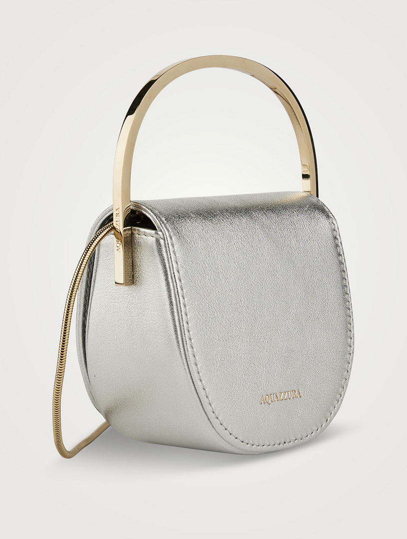 AQUAZZURA Micro Love Me Metallic Leather Bag | Holt Renfrew