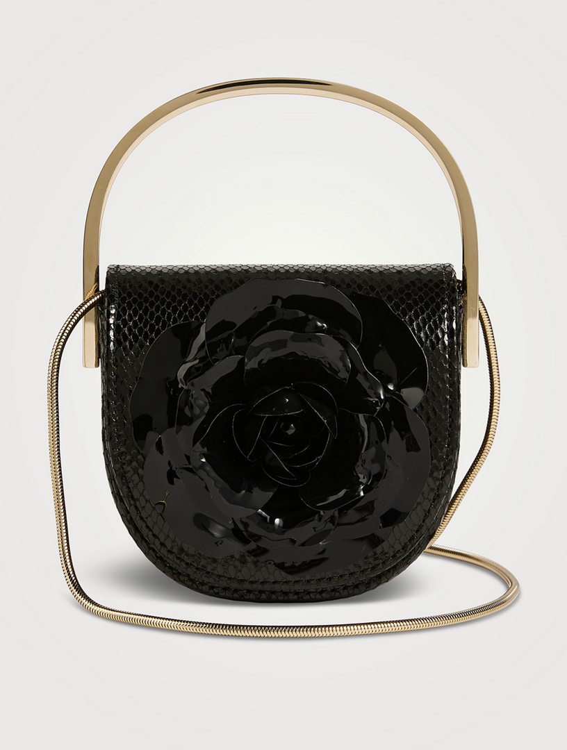 Micro Paris Rose Snakeskin Embossed Leather Bag