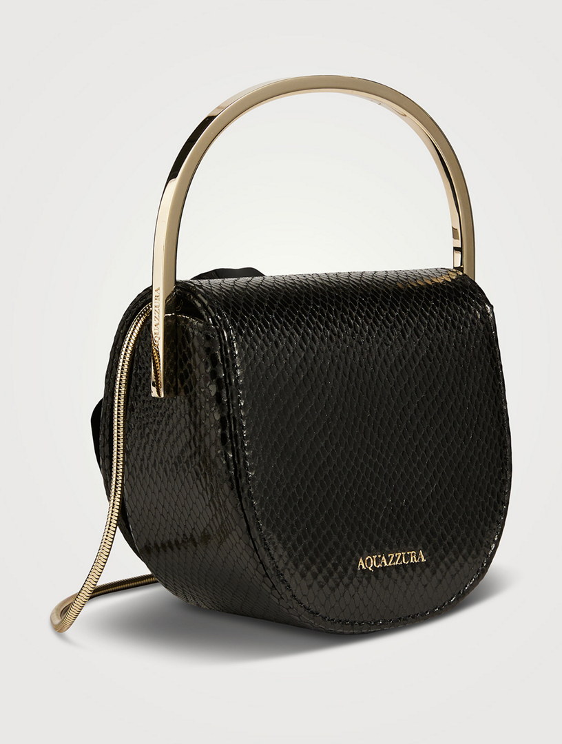 Micro Paris Rose Snakeskin-Embossed Leather Bag