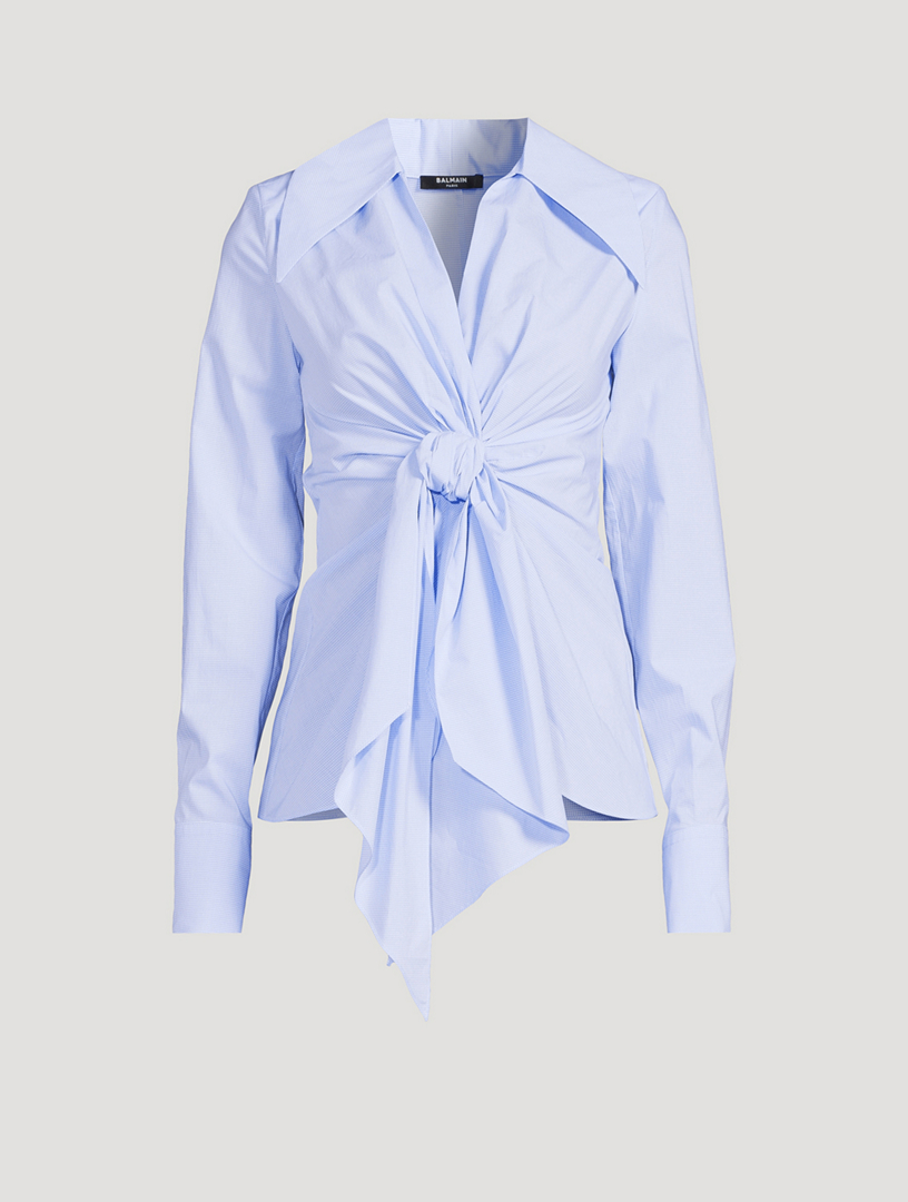 Tie-Front Poplin Shirt