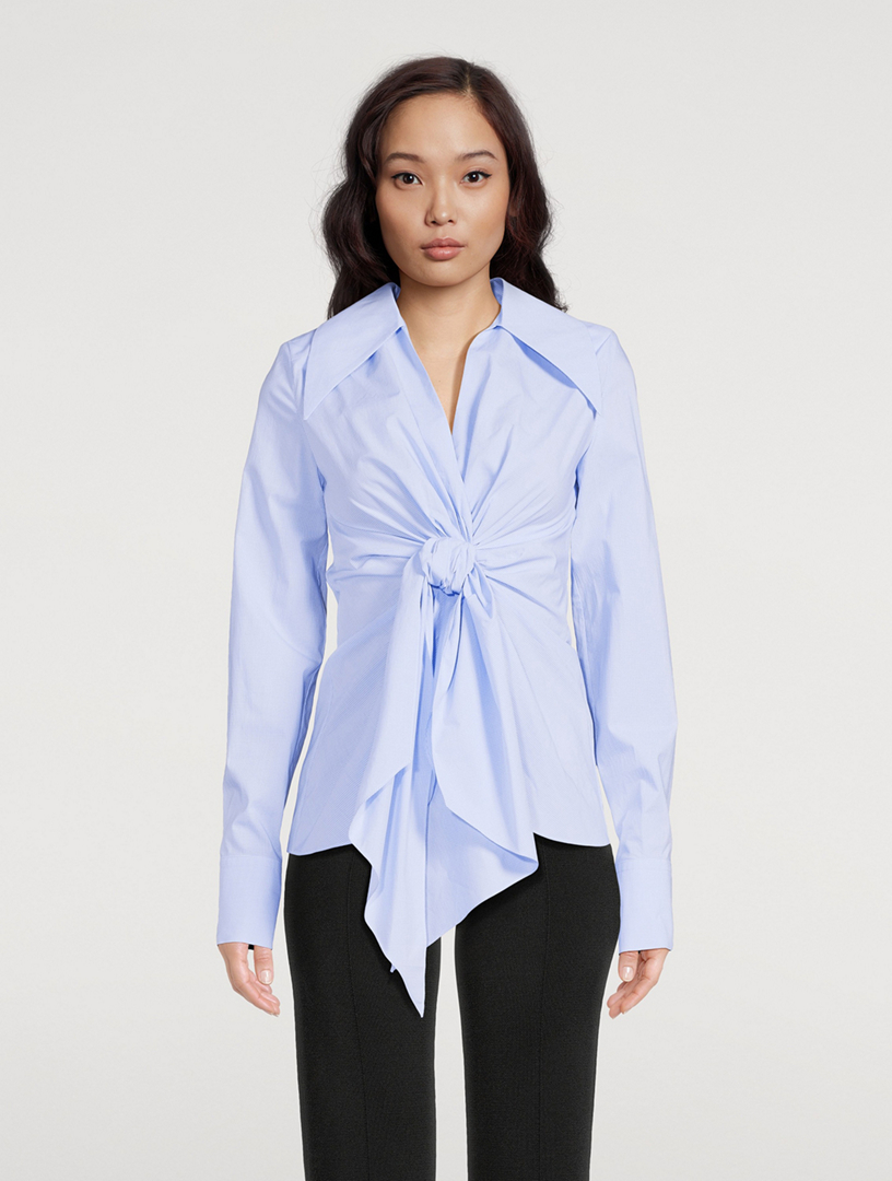 Tie-Front Poplin Shirt