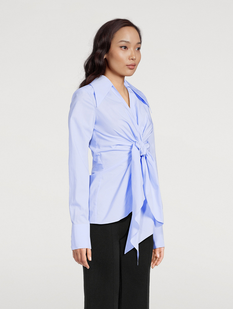 Tie-Front Poplin Shirt
