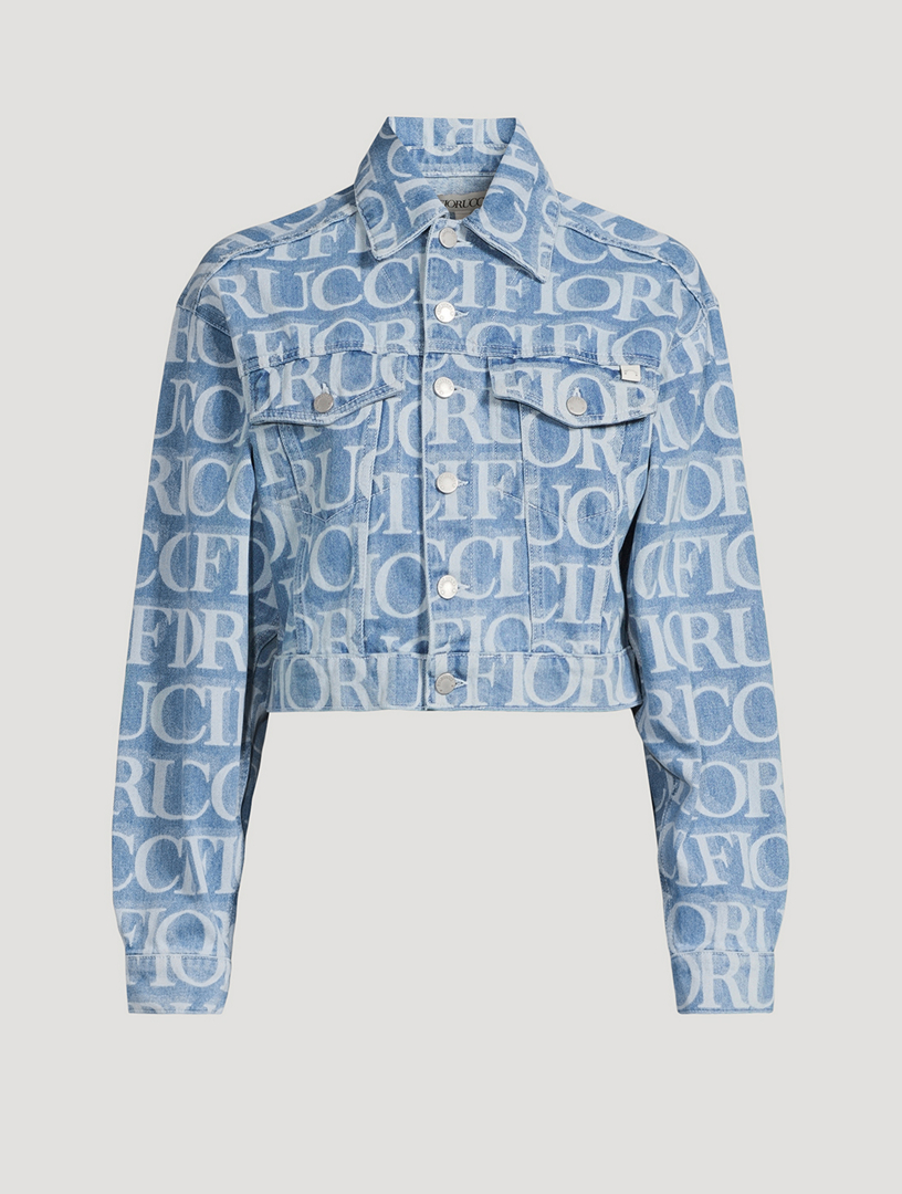 Cropped Denim Jacket Monogram Print