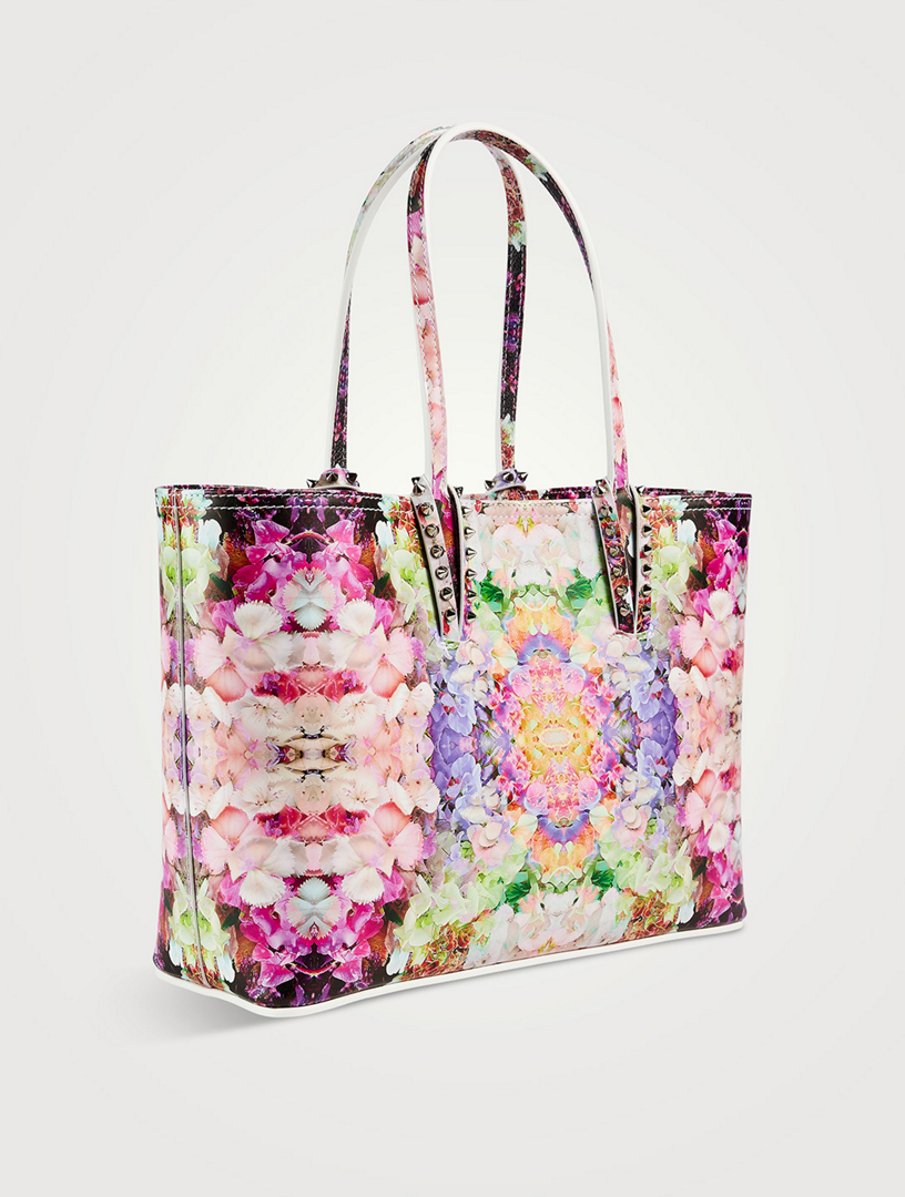 Small Cabata Leather Tote Bag In Floral Print