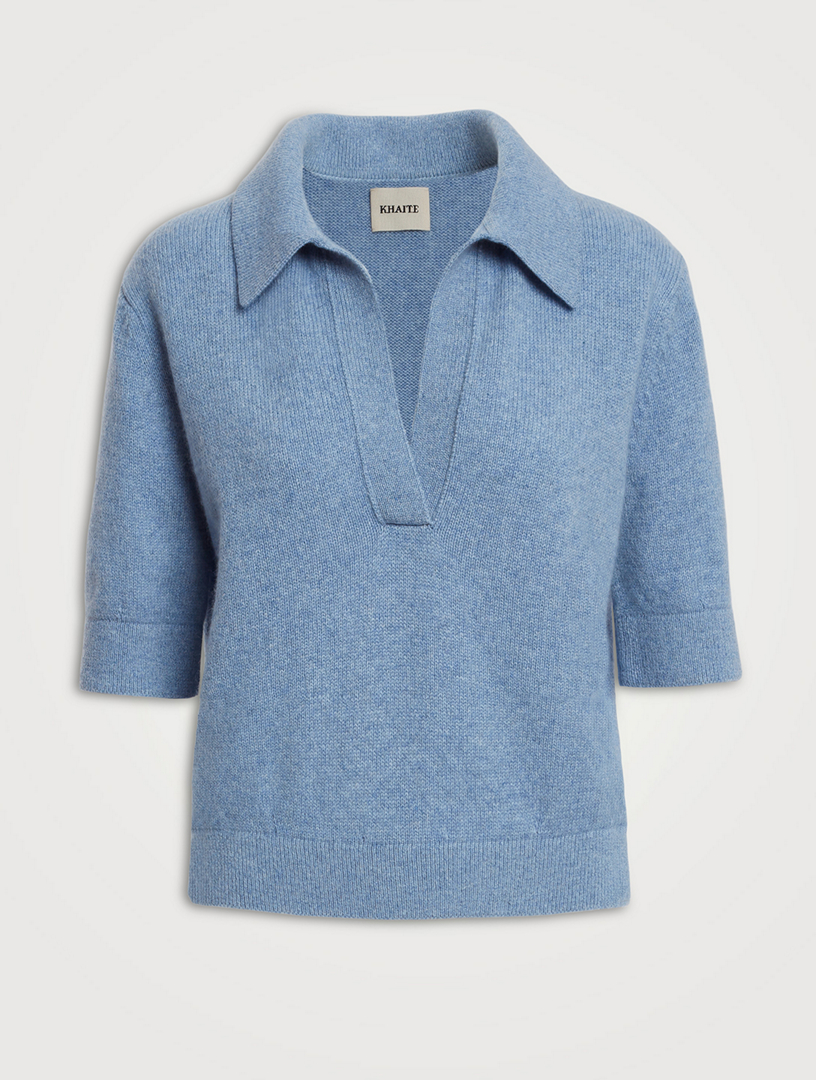 KHAITE The Jo Shrunken Polo Sweater