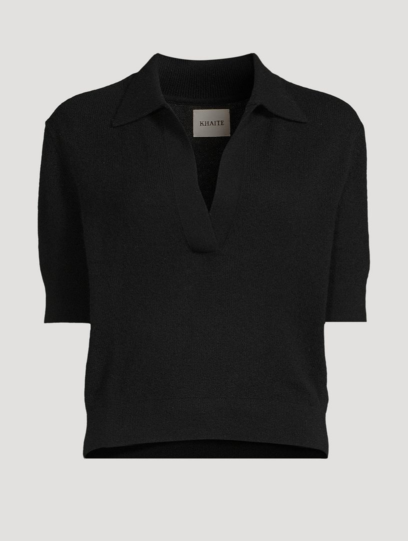 KHAITE The Jo Shrunken Polo Sweater | Holt Renfrew