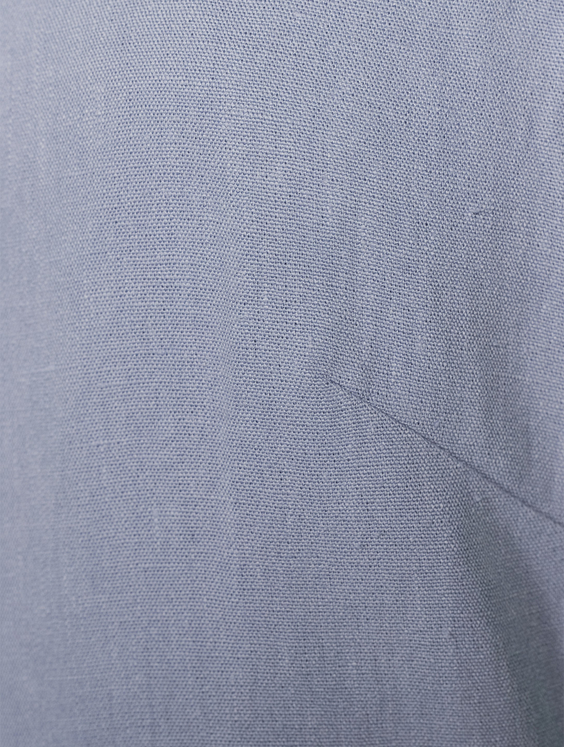 Bow-Trimmed Linen Midi Dress
