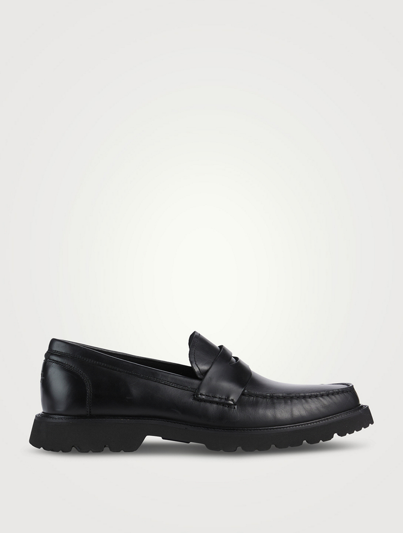 FERRAGAMO Leather Loafers With Gancini Ornament