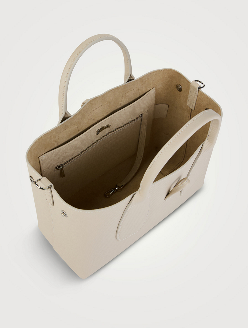 Medium Roseau Leather Top Handle Bag