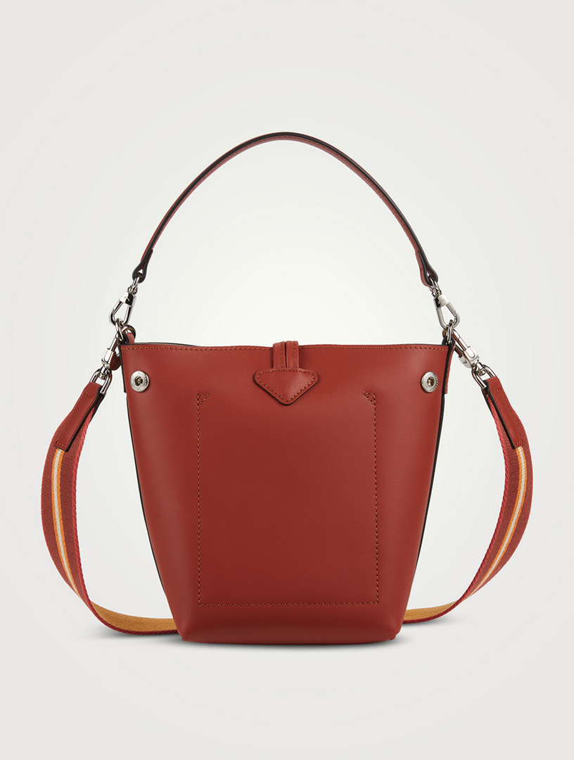 XS Roseau Leather Crossbody Bucket Bag