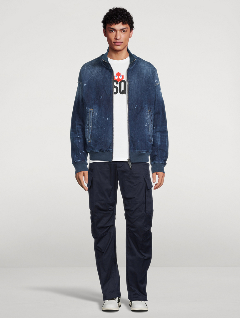 Denim Zip Bomber Jacket