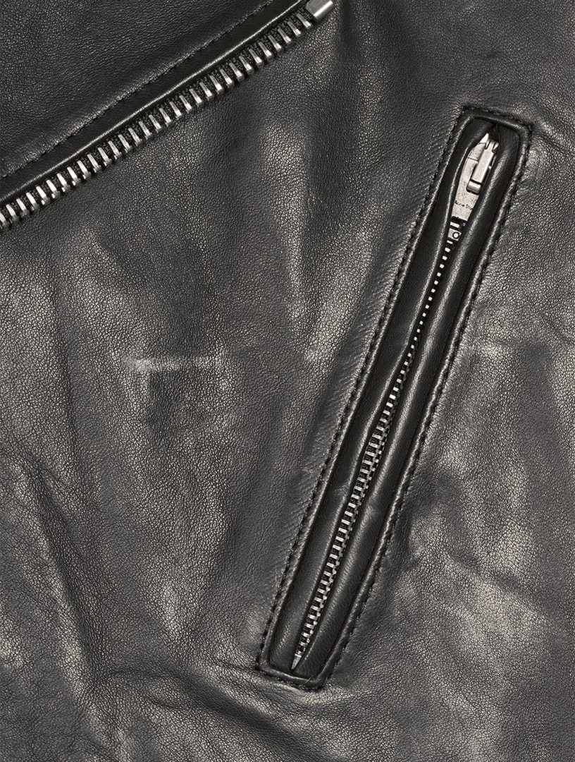 Distressed Leather Biker Jacket