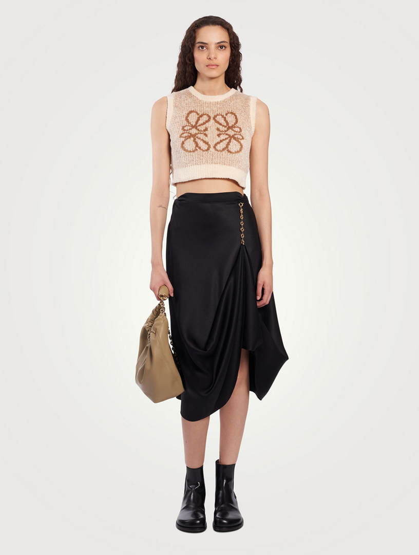 Chain-Trimmed Silk Skirt