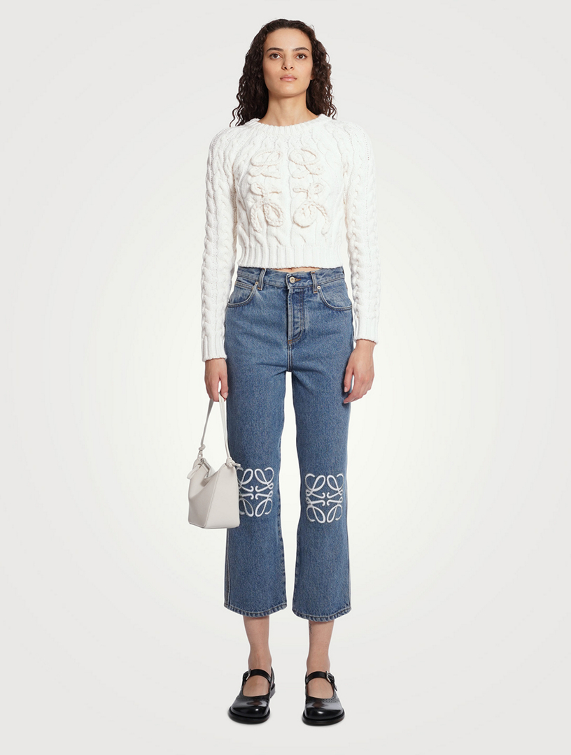 Anagram Embroidered Straight-Leg Jeans