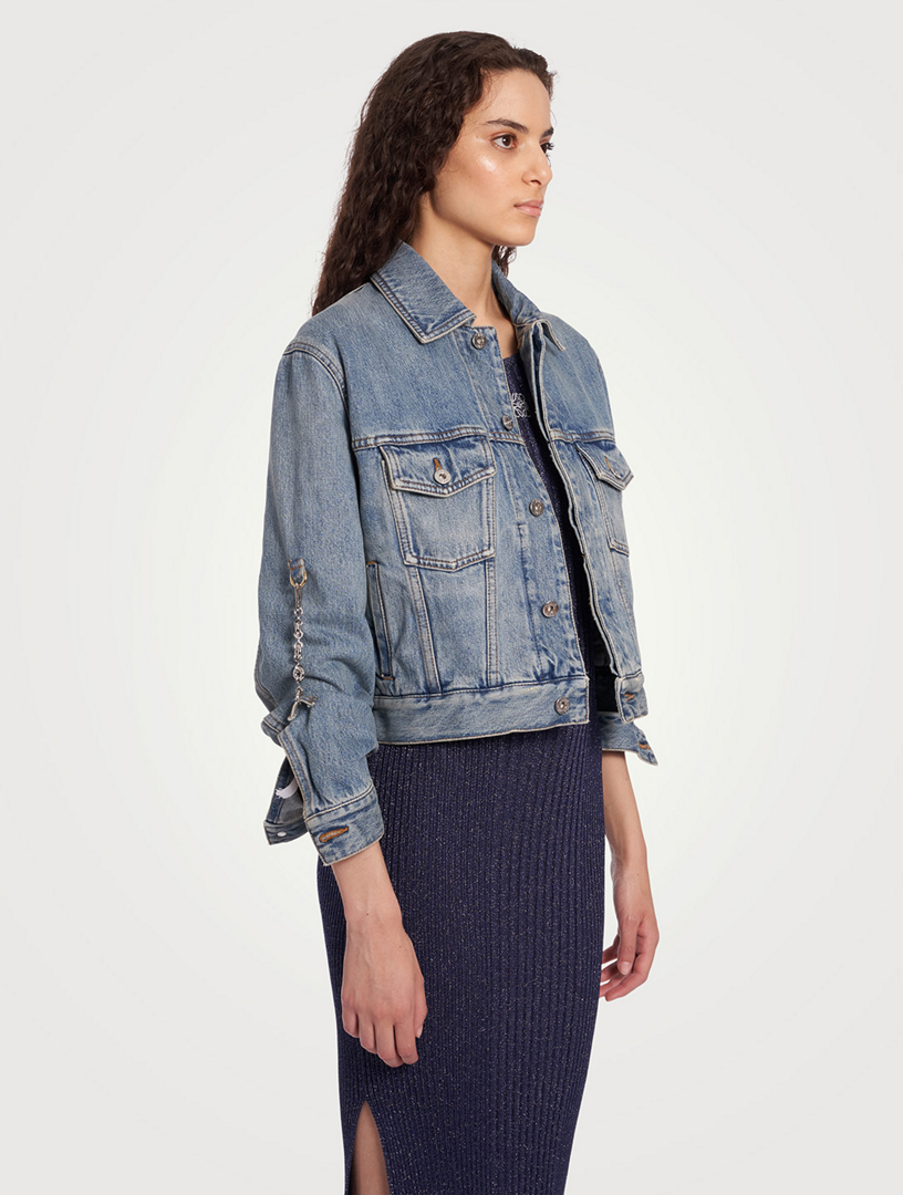 Chain-Trimmed Denim Jacket