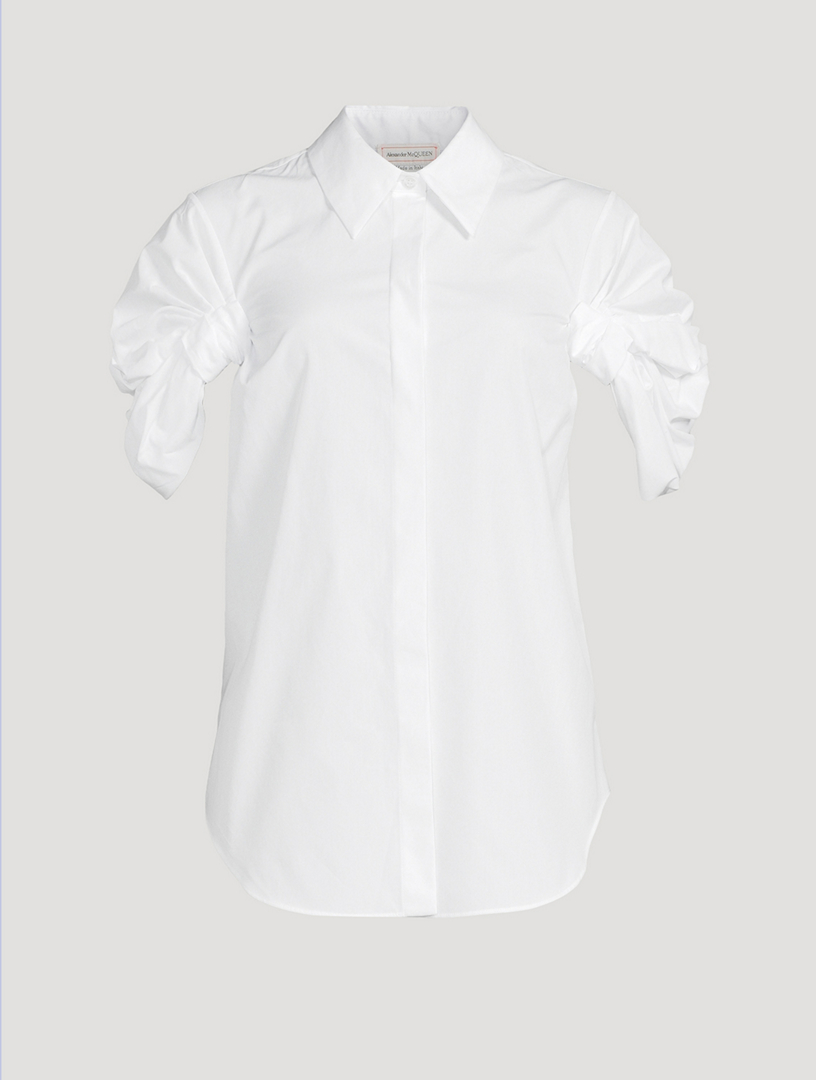Knot-Sleeve Poplin Shirt