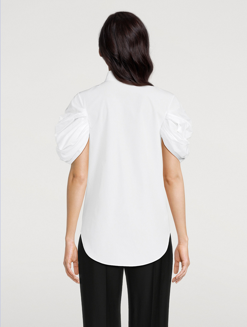 Knot-Sleeve Poplin Shirt