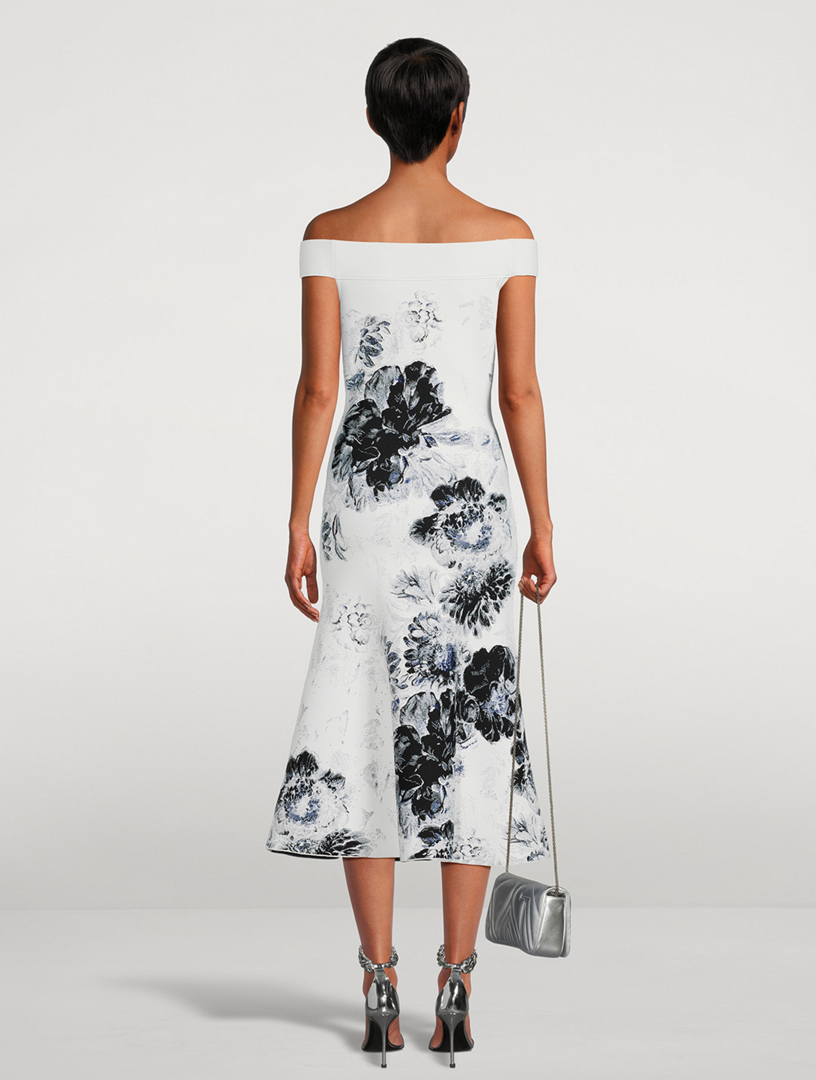Chiaroscuro Jacquard Off-The-Shoulder Dress