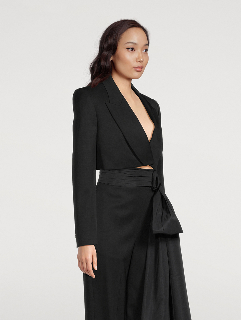 Cropped Wool Tuxedo Jacket