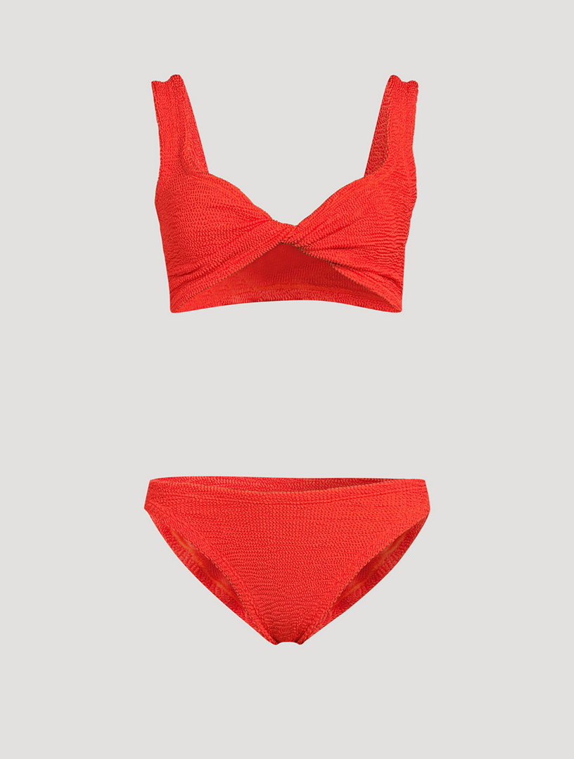 Hunza G Tracey Red Ruffle Bandeau Bikini