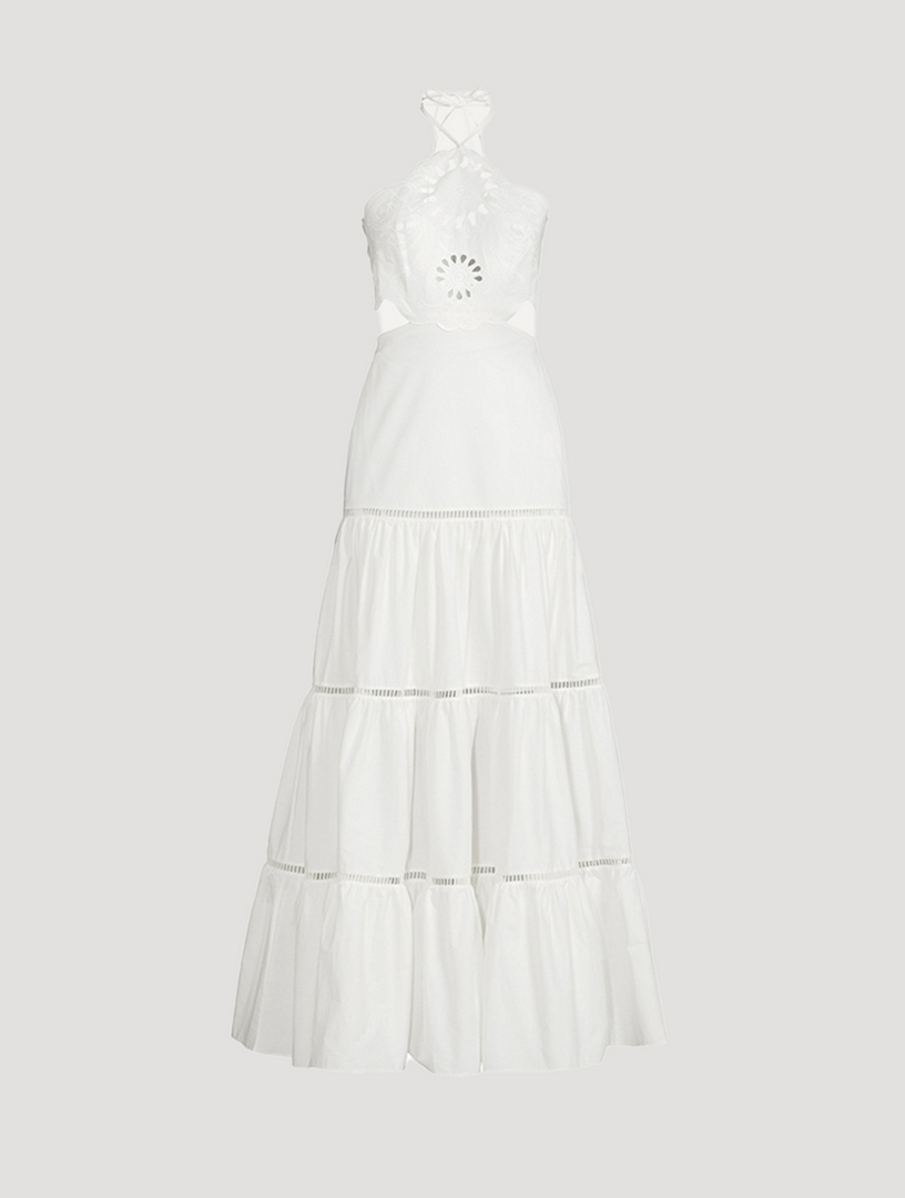 Lasercut Cotton Maxi Dress