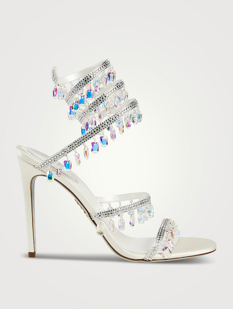 RENE CAOVILLA Chandelier Crystal Satin Stiletto Sandals | Holt Renfrew