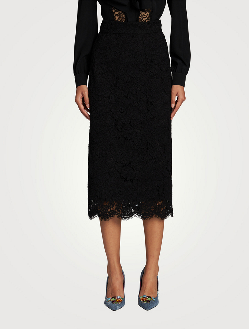 Stretch Lace Midi Skirt