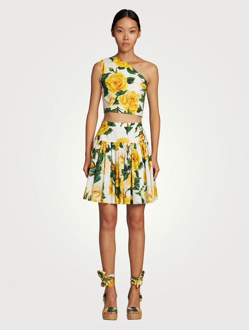 Cotton Mini Skirt Floral Print