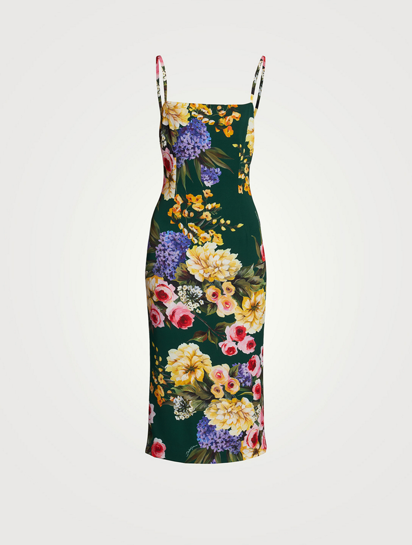 DOLCE GABBANA Silk Charmeuse Midi Dress In Floral Print Holt