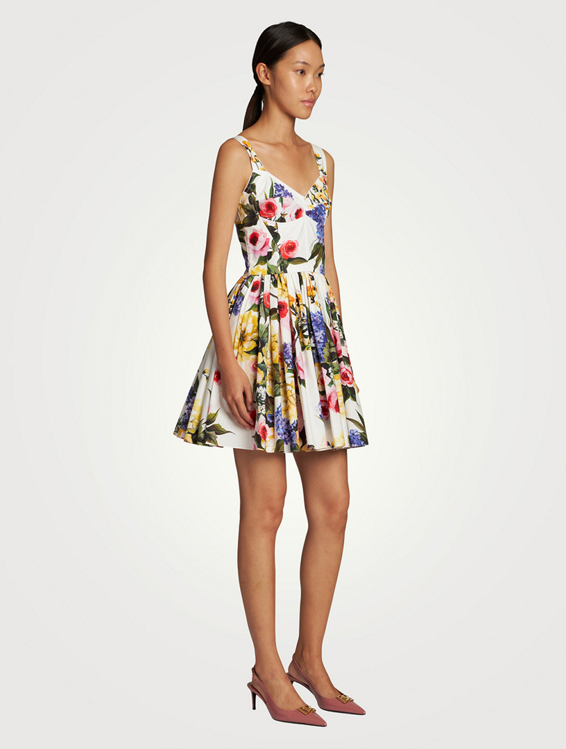 DOLCE & GABBANA Cotton-Blend Mini Dress In Floral Print