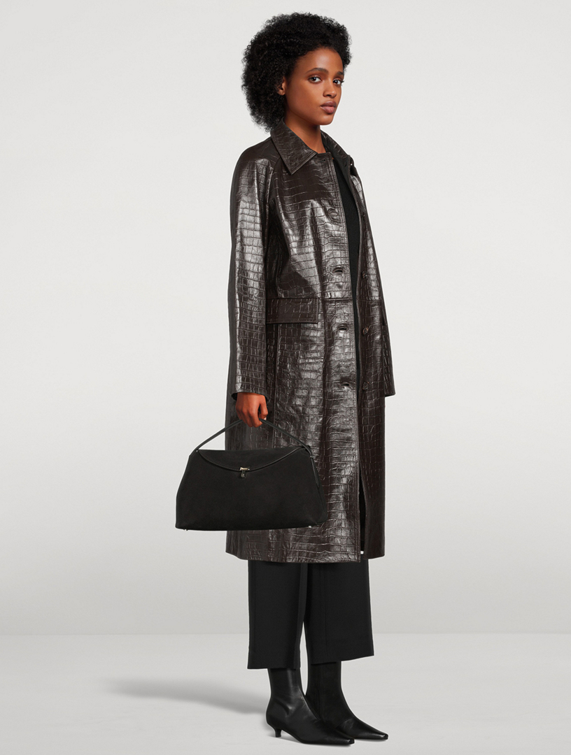 T-Lock Suede Top Handle Bag
