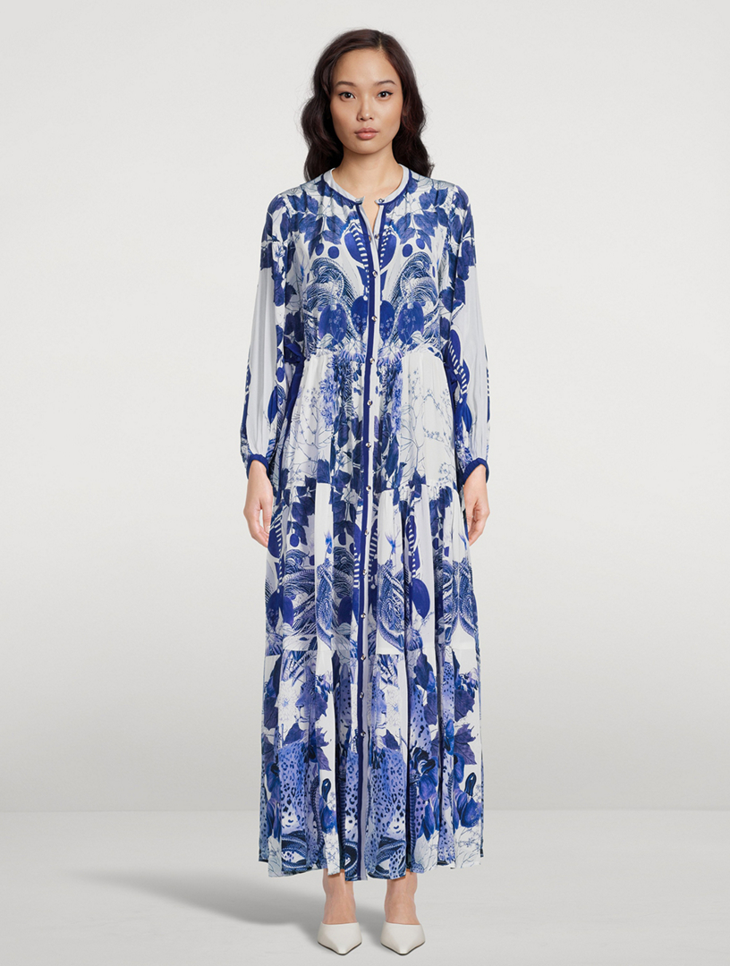 Josefina Long-Sleeve Printed Maxi Dress